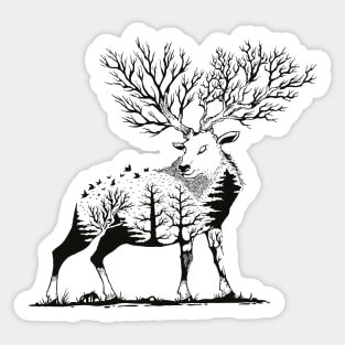 Black and White Nature Minimal Deer Sticker